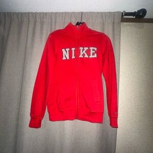 VINTAGE TINY SWOOSH NIKE SPELLOUT Sweatshirt FULL ZIP RED MENS small